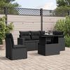 vidaXL Set Divano da Giardino 6 pz con Cuscini Nero in Polyrattan