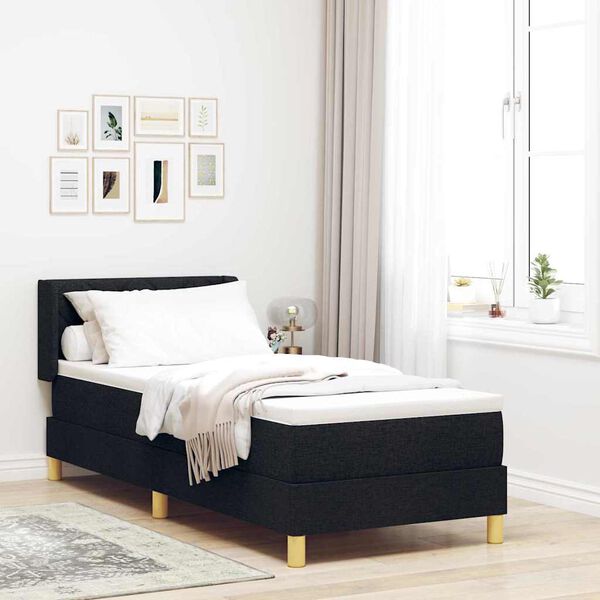 vidaXL Letto a molle con materasso Nero 200 x 80 cm Poliestere