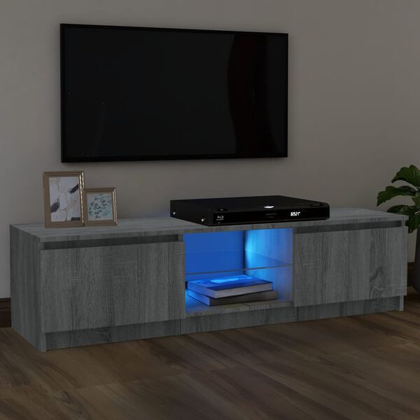 vidaXL Mobile Porta TV con Luci LED Grigio Sonoma 120x30x36 cm