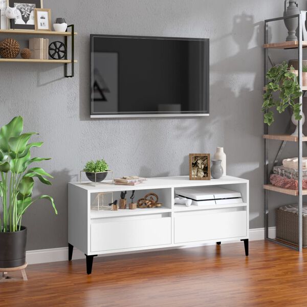 vidaXL Mobile Porta TV Bianco 100x34,5x44,5 cm in Legno Multistrato