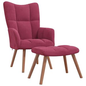 vidaXL Poltrona Relax con Poggiapiedi Rosso Vino in Velluto