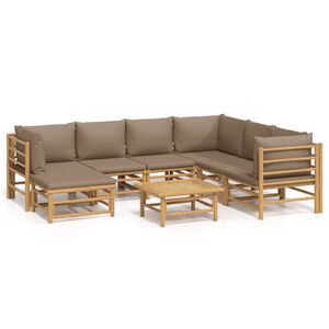 vidaXL Set Salotto da Giardino 8pz con Cuscini Tortora Bamb&ugrave;