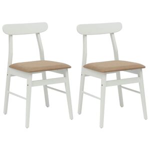 vidaXL Sedia da pranzo 2 pcs Bianco e marrone Legno di gomma solido