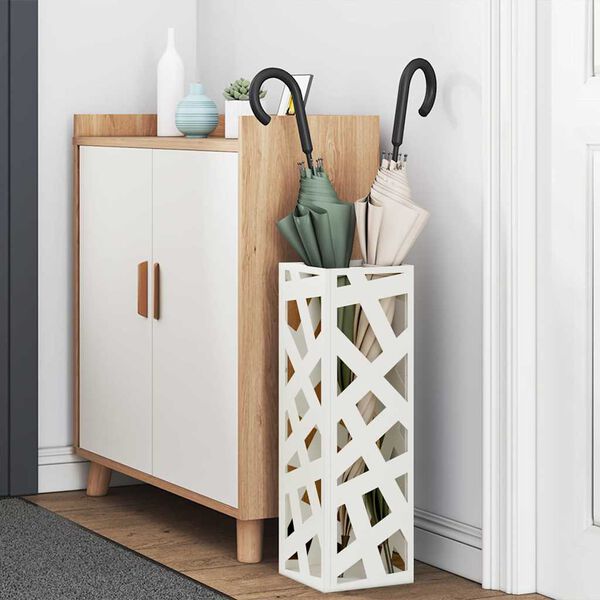 vidaXL Supporto per Ombrellone Bianco 15,5 x 15,5 x 49 cm Metallo