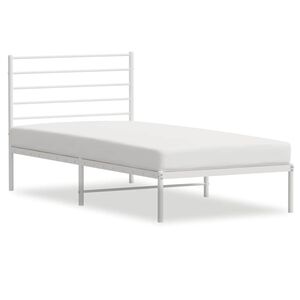 vidaXL Giroletto senza Materaso con Testiera Metallo Bianco 75x190 cm
