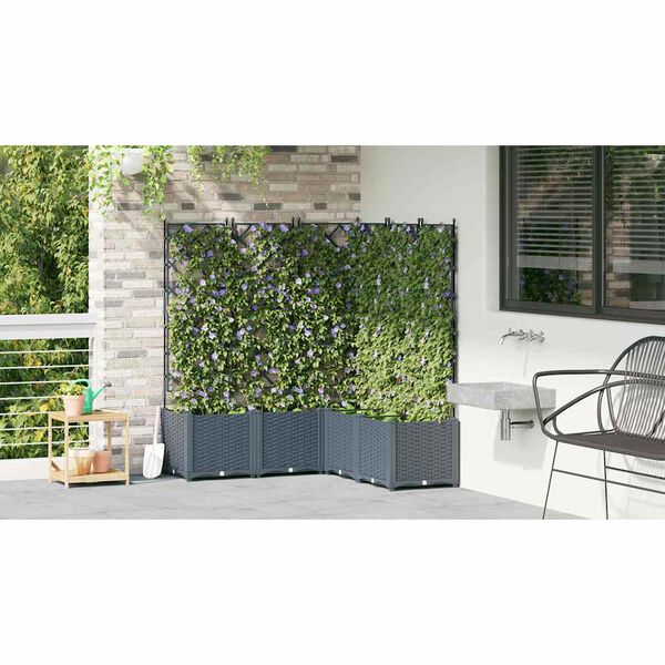 vidaXL Vaso da giardino 5 pcs Grigio Chiaro 120 x 120 x 143 cm Acciaio