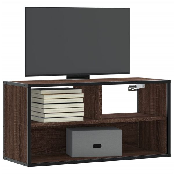 vidaXL Mobile TV Rovere Marrone 80x31x39,5cm Legno Multistrato Metallo