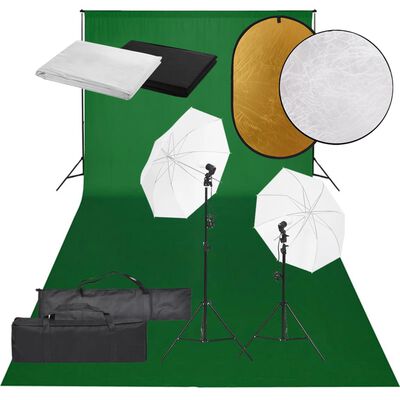 vidaXL Kit Studio Fotografico con Set di Luci, Fondale e Riflettore