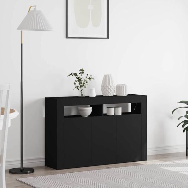 vidaXL Credenza Nero 116 x 30 x 75 cm Legno multistrato