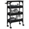 vidaXL Carrello da Cucina Rovere Nero 53 x 20 x 76 cm