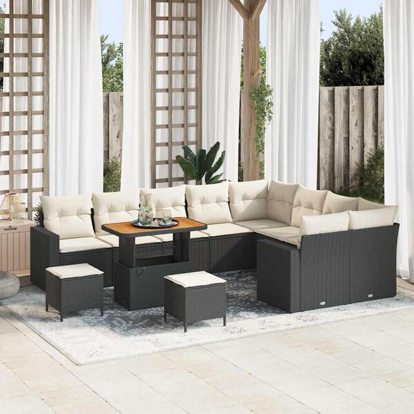 vidaXL Set Divano da Giardino 12 pcs Nero polyrattan