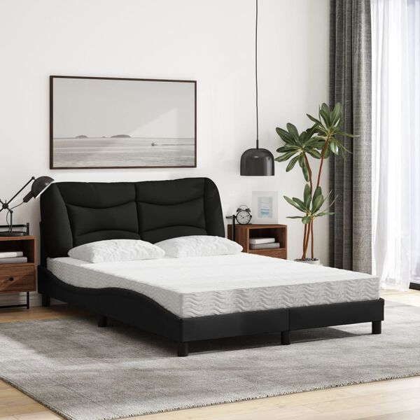 vidaXL Letto con Materasso Hvar Nero 120x200 cm in Tessuto