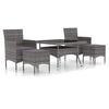 vidaXL Set Pranzo da Giardino 5 pz Polyrattan e Vetro Temperato Grigio