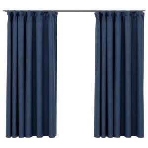 vidaXL Tende Oscuranti con Ganci Effetto Lino 2 pz Blu 140x175 cm