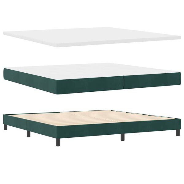 vidaXL Letto a molle con materasso Verde Scuro 200 x 200 cm Velluto