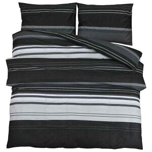 vidaXL Set Copripiumino Strisce Nere 200x200 cm in Cotone