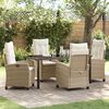 vidaXL Set da Pranzo per Giardino con cuscino 5 pcs Beige polyrattan
