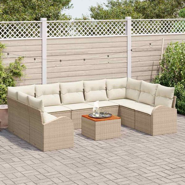 vidaXL Set Divano da Giardino con cuscino 10 pcs Beige polyrattan