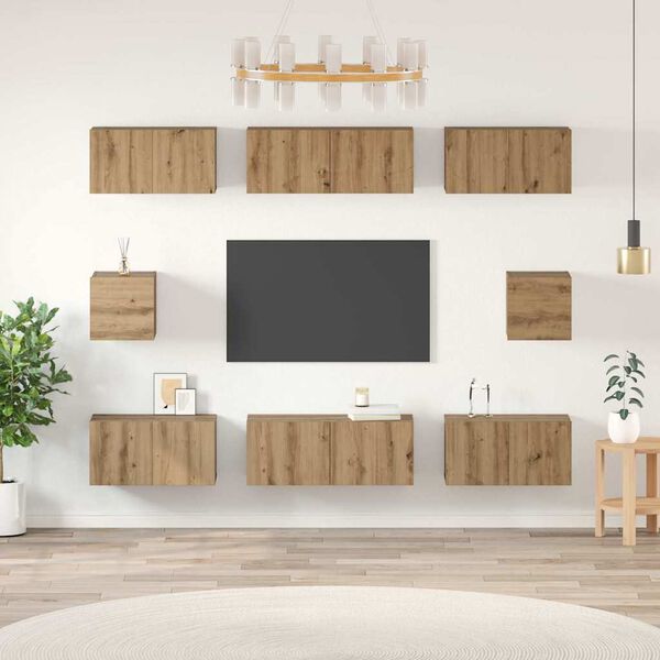 vidaXL Set mobile TV 8 pcs Rovere artigianale Legno multistrato
