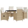 vidaXL Set da pranzo per esterni 5 pz Beige e Bianco Crema polyrattan