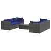 vidaXL Set Divani da Giardino 7 pz con Cuscini in Polyrattan Grigio