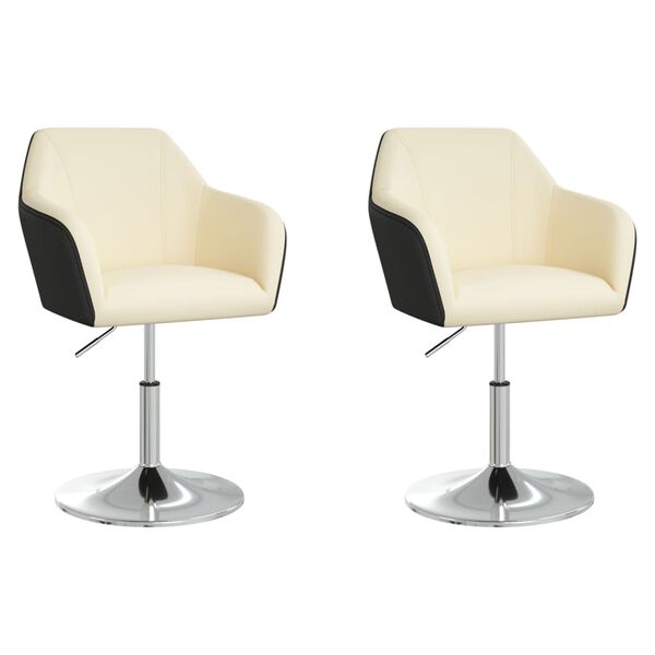 vidaXL Sedie da Pranzo 2 pz Crema e Nere in Similpelle