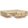 vidaXL Set Salotto Giardino e Cuscini 13 pz Legno Massello Pino Ambra