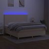 vidaXL Letto a Molle con Materasso e LED Crema 160x200 cm in Tessuto