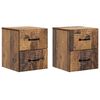vidaXL Mobiletto da notte a muro 2 pz Legno antico 34,5 x 33 x 40 cm