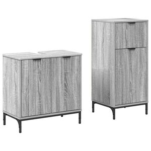 vidaXL Set di mobili per il bagno con cassetto 2 pcs Grigio Sonoma