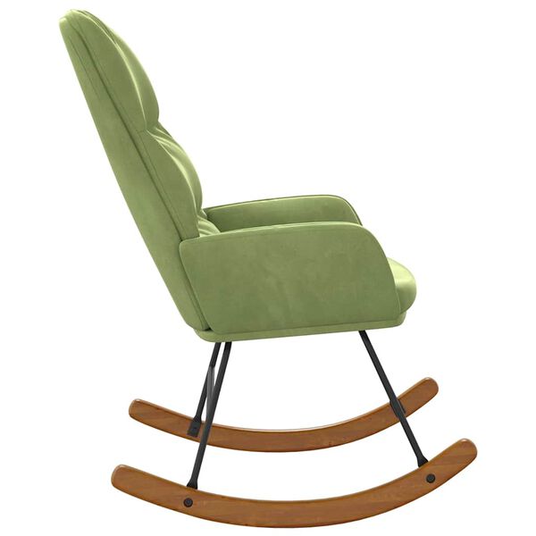 vidaXL Sedia a Dondolo Verde Chiaro in Velluto