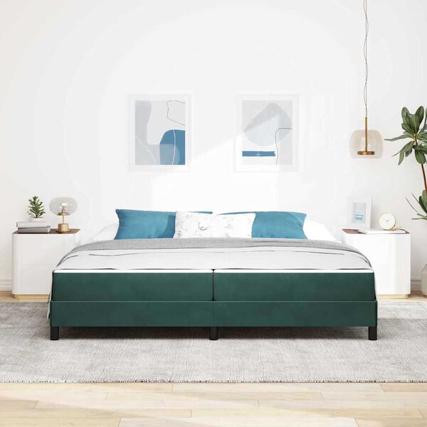vidaXL Letto a molle con materasso Verde Scuro 200 x 210 cm Tessuto