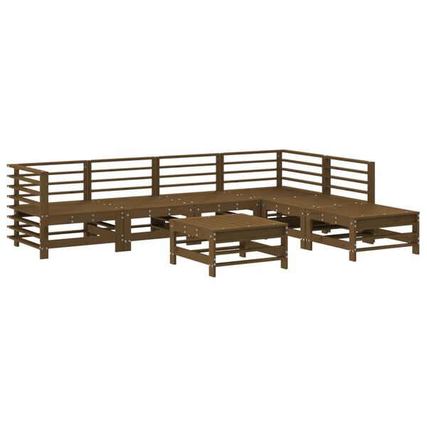 vidaXL Set Divani da Giardino 7 pz con Cuscini in Legno Massello ambra