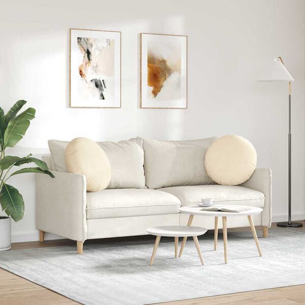 vidaXL Cuscini per Seduta 2 pcs Crema &Oslash; 50 cm Tessuto in Cords