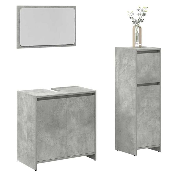 vidaXL Set Mobili da Bagno 3 pz Grigio Cemento in Legno Multistrato