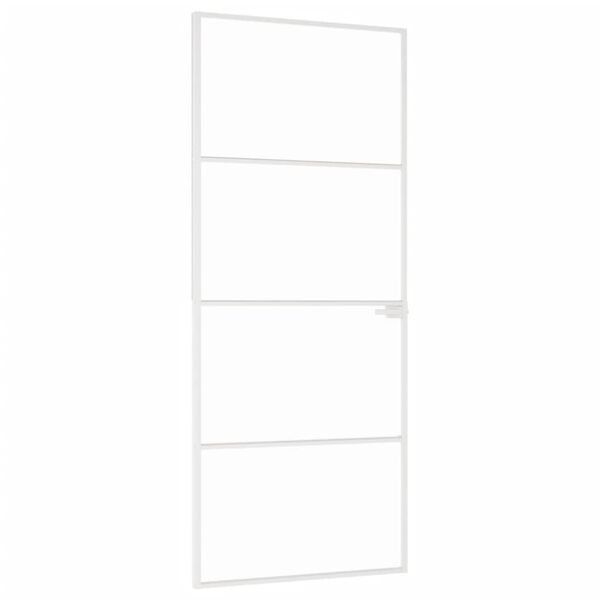 vidaXL Porta Interna Bianca 83x201,5 cm Vetro Temperato Alluminio Slim