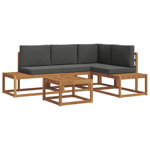vidaXL Set di divani da esterno 5 Pezzo Naturale e Antracite