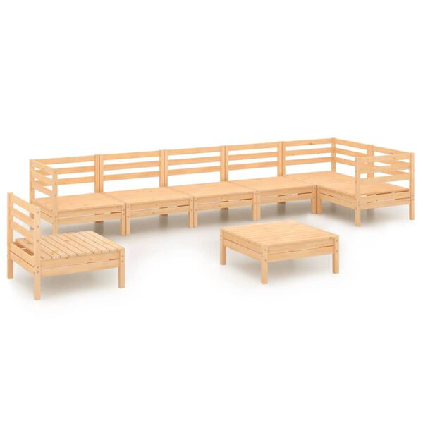vidaXL Set Salotto da Giardino 8 pz in Legno Massello di Pino