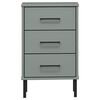 vidaXL Comodino con Gambe in Metallo Grigio Legno Massello Pino OSLO
