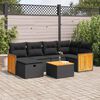 vidaXL Set Divano da Giardino 6 pz con Cuscini Nero in Polyrattan