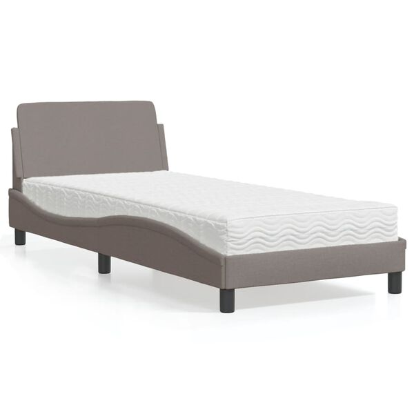 vidaXL Letto con Materasso Dover Tortora 80x200 cm in Tessuto