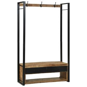 vidaXL Stendibiancheria con cassetto Marrone Legno massello di mango