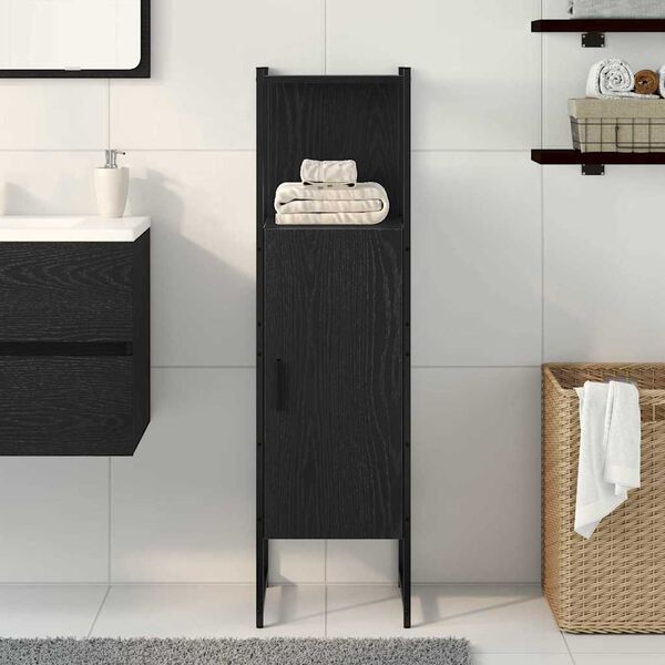 vidaXL Set di mobili per il bagno Rovere Nero 33 x 33 x 120,5 cm