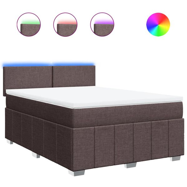 vidaXL Giroletto a Molle con Materasso Marrone Scuro 160x200cm Tessuto