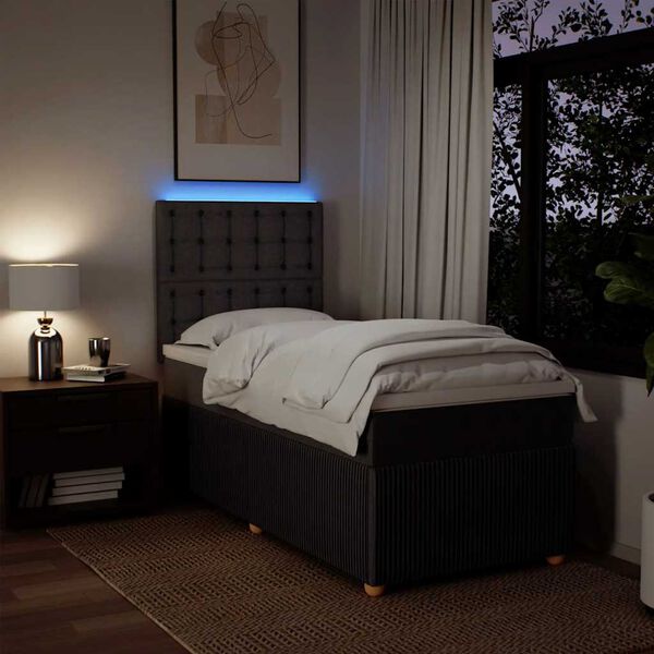 vidaXL Giroletto a Molle con Materasso Marrone Scuro 80x200 cm Tessuto