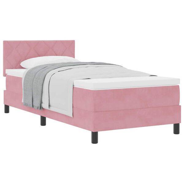 vidaXL Letto a molle con materasso Rosa 100 x 200 cm Velluto