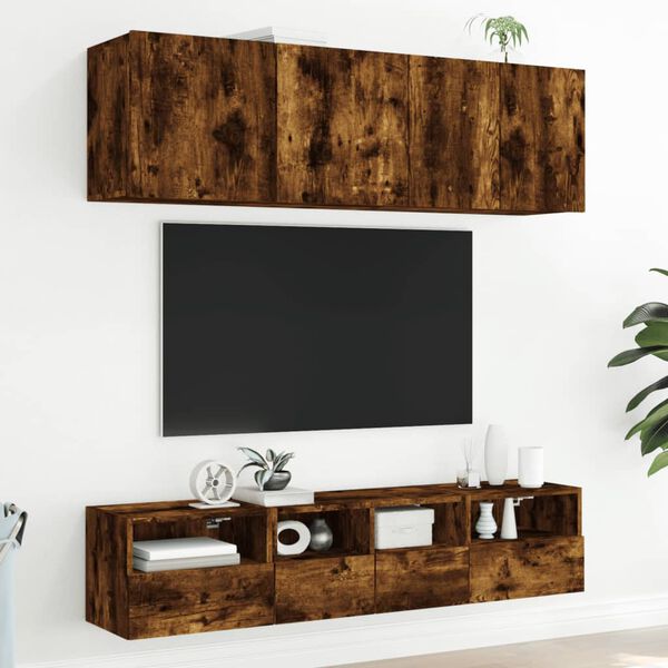 vidaXL Mobile TV a Parete Rovere Fumo 40x30x30 cm in Legno Multistrato