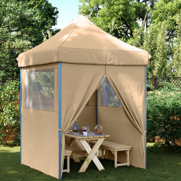 vidaXL Tendone per Feste Pieghevole Pop-Up con 4 Pareti Beige