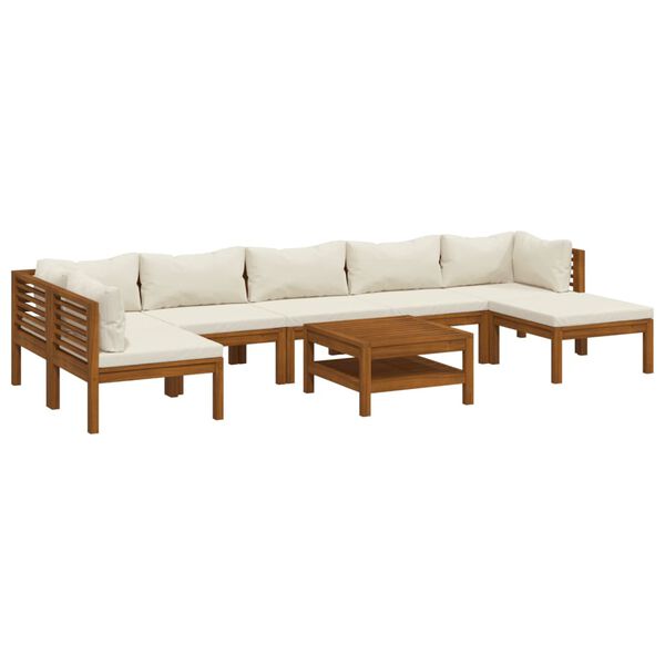 vidaXL Set Divani da Giardino 8 pz con Cuscini Crema in Legno Acacia