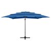 vidaXL Ombrellone a Sbalzo 4 Livelli Palo in Alluminio 250x250 cm Blu